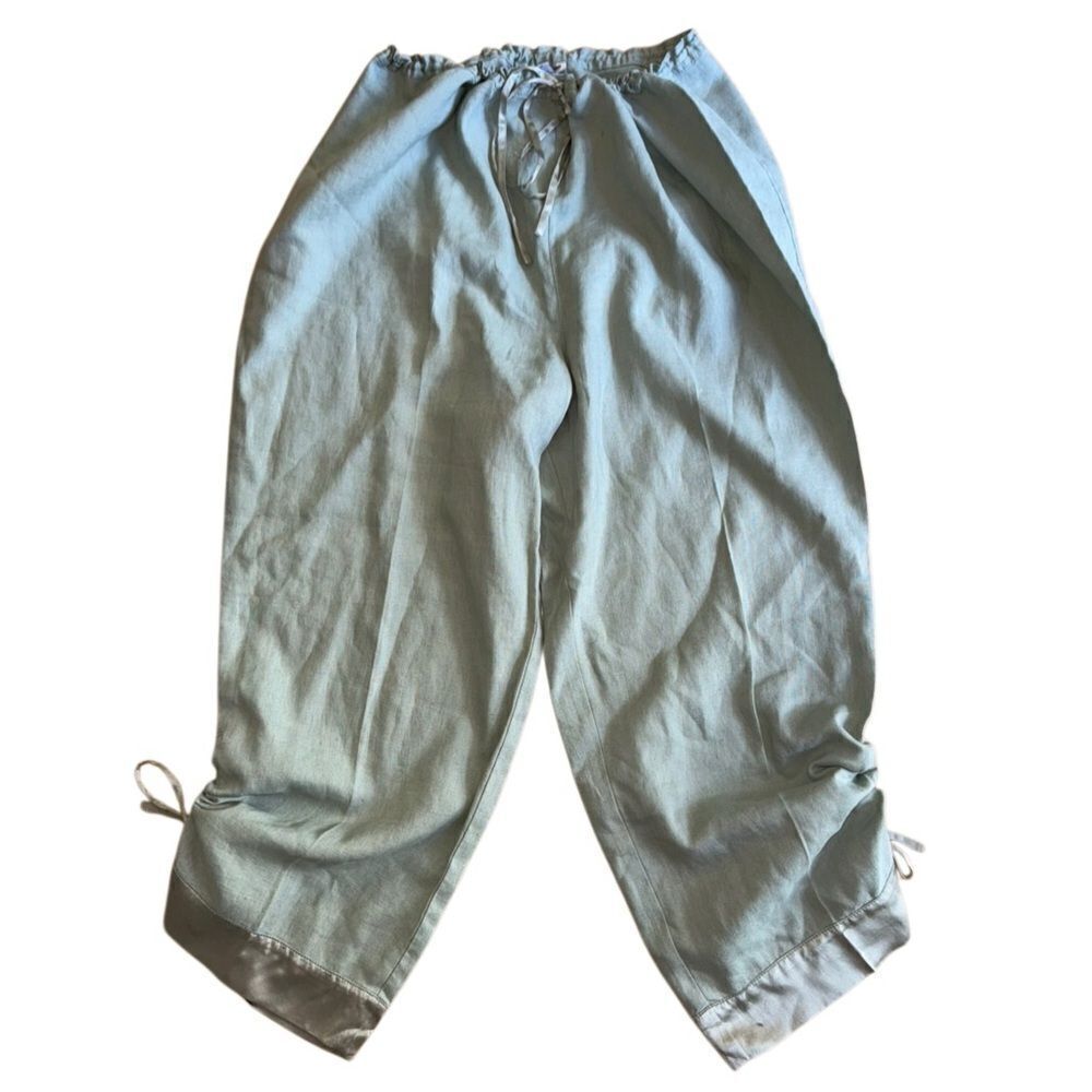 Debra Deroo Womens Mint 100% Linen Cinched Pant - Size Medium